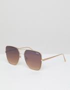 Quay Australia Square Frame Sunglasses - Gold