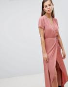 Hope & Ivy Wrap Tea Dress-pink