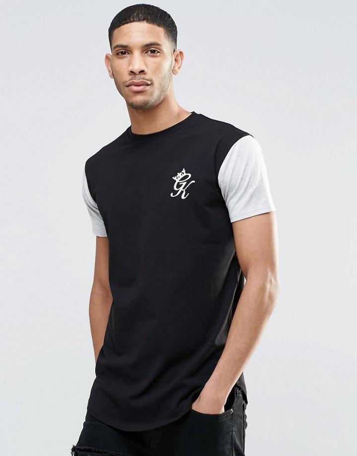 Gym King T-shirt With Contrast Sleeves - Black