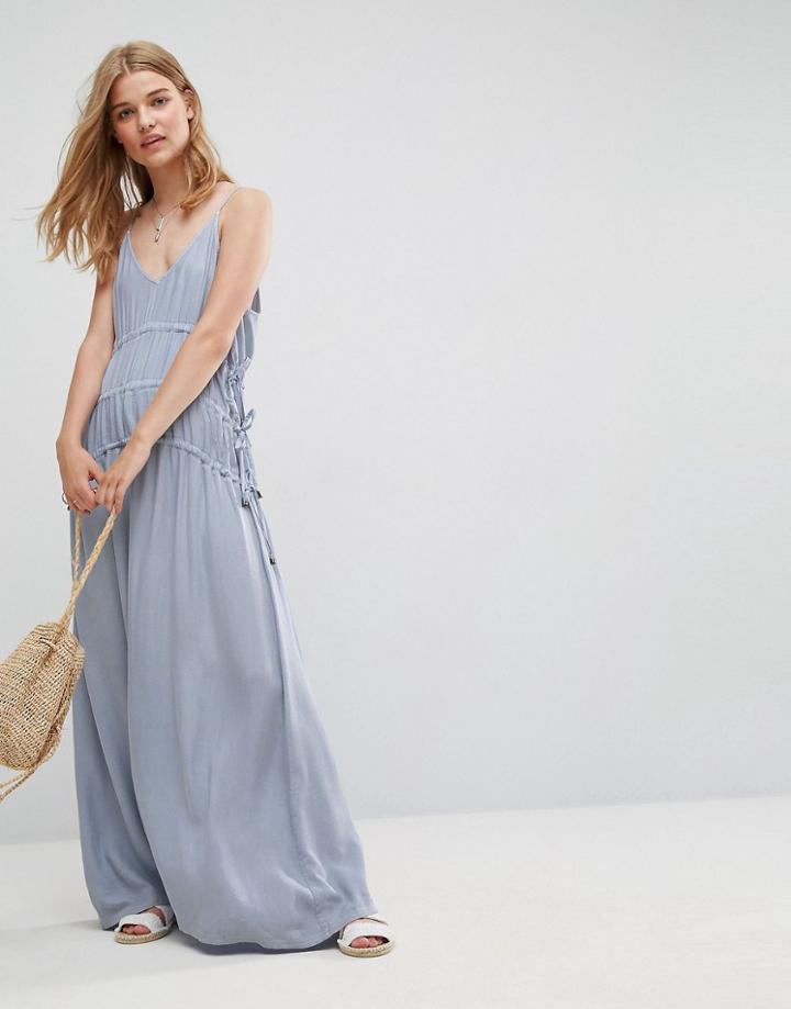 Asos Drawstring Maxi Dress - Blue