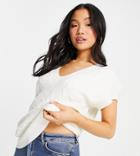 Topshop Petite Cable Knit Tank Top In Cream - Part Of A Set-white