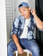 Polo Ralph Lauren 2 Pocket Bleached Out Acid Wash Cord Shirt Custom Regular Fit Buttondown In Navy