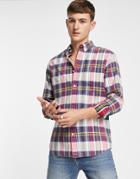 Gant Shield Logo Bold Check Shirt Regular Fit In Bright Red