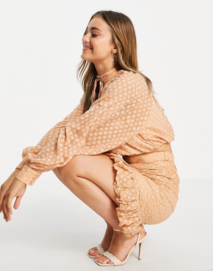 Asos Design Ruched Body-conscious Skirt With Button Down Detail And Frill Hem - Part Of A Set-pink