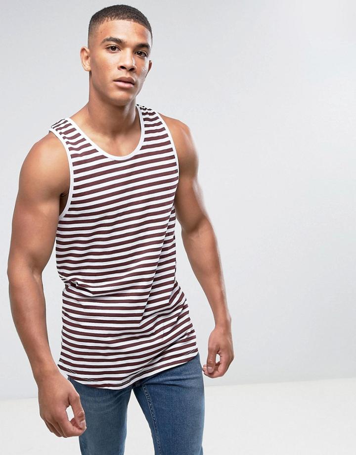 Jack & Jones Originals Tank In Stripe - White