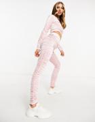 Moda Minx Velour Ruched Detail Top And Sweatpants Set In Pink
