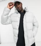 Asos Design Tall Recycled Puffer Jacket With Detachable Hood In Gray-grey