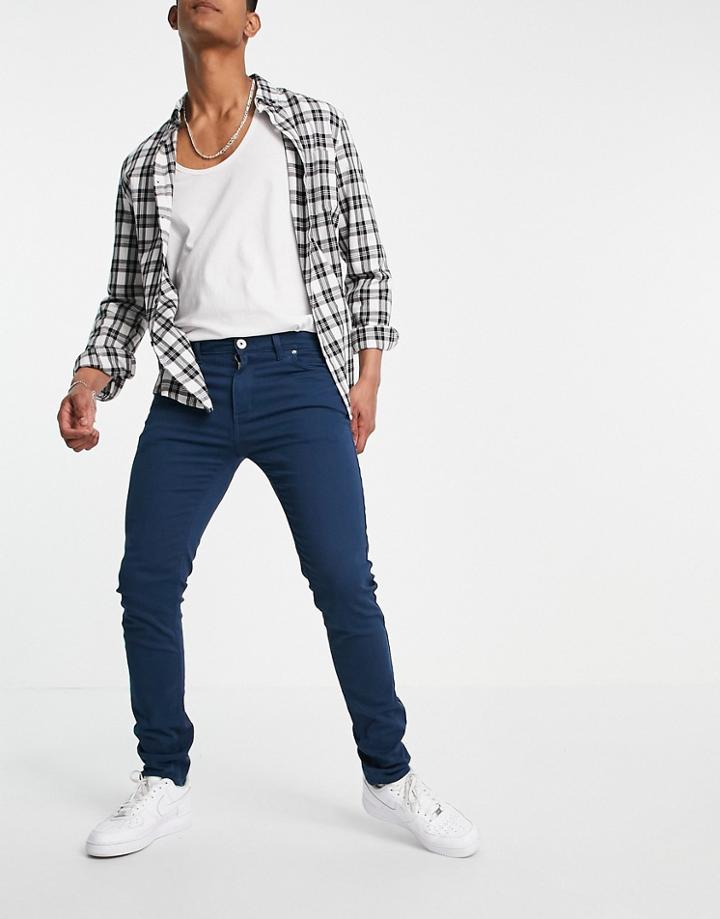 Farah Drake Twill Slim Fit Pants-blues