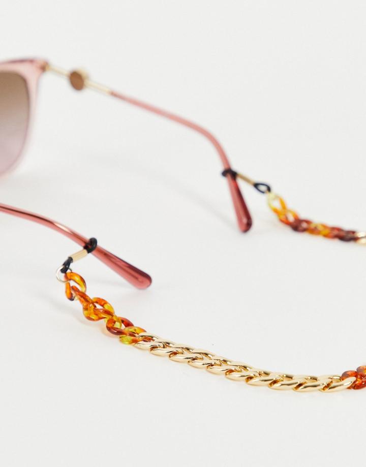 Asos Design Festival Chunky Sunglasses Chain In Gold Chain And Brown Tort