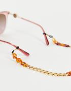 Asos Design Festival Chunky Sunglasses Chain In Gold Chain And Brown Tort