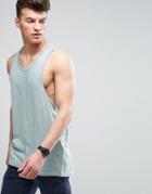 Brave Soul Longline Drop Arm Hole Tank - Green