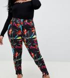 Asos Design Curve Rivington High Waist Skinny Jeans In 90s Print - Multi