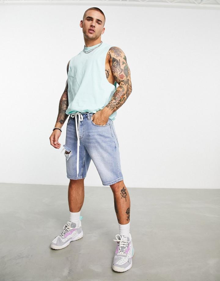 Asos Design Relaxed Fit Tank Top In Light Blue-green