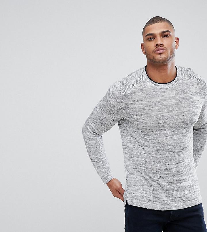 Ted Baker Tall Knitted Crew Neck Sweater - Gray