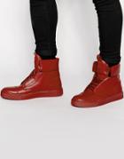 Asos Hi-top Sneakers With Padded Cuff - Red
