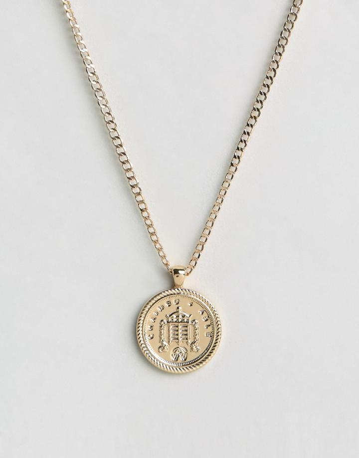 Chained & Able Old English Soverign Medallion Necklace In Gold - Gold