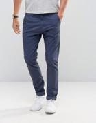 !solid Skinny Fit Chinos With Stretch - Navy