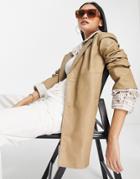 Na-kd Faux Leather Jacket In Beige-neutral