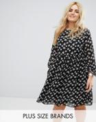 Alice & You All Over Floral Print Smock Dress With Frill Sleeve - Multi
