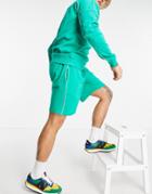 Asos Design Oversized Jersey Shorts With Piping In Green - Part Of A Set