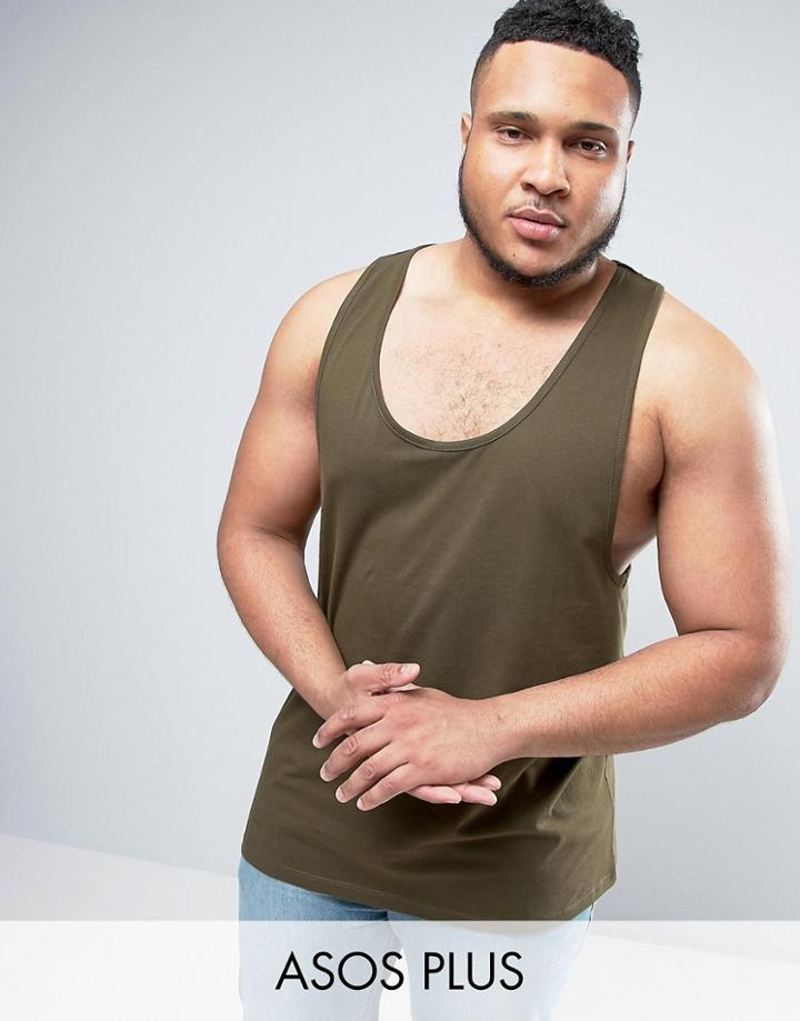 Asos Plus Tank With Extreme Racer Back - Green