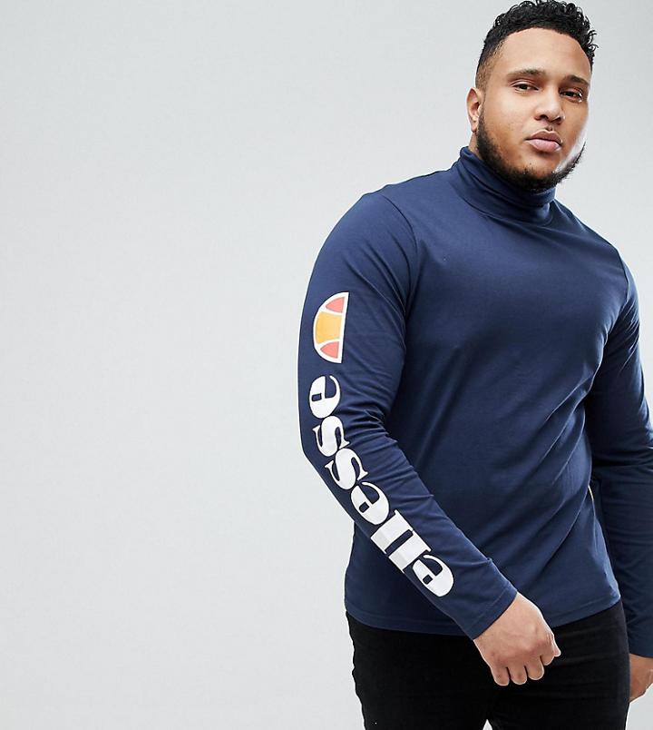Ellesse Plus Ski Roll Neck Long Sleeve T-shirt With Sleeve Print - Navy