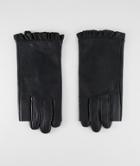 Asos Design Leather Ruffle Gloves-black