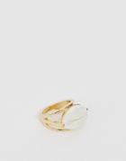 Asos Design Ring With Faux Shell In Gold Tone