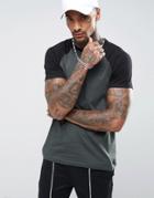 Asos T-shirt With Contrast Raglan - Green