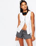 Blue Life Ripped Side Slit Tank Top - White Out