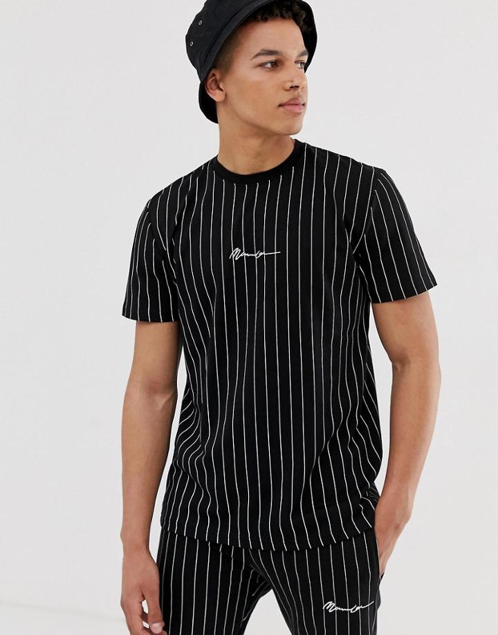 Mennace Two-piece T-shirt In Black Pinstripe - Black