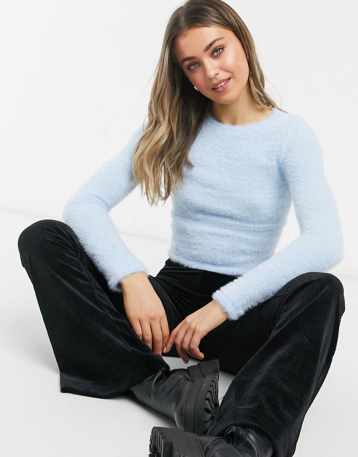 Stradivarius Fluffy Top In Blue-blues
