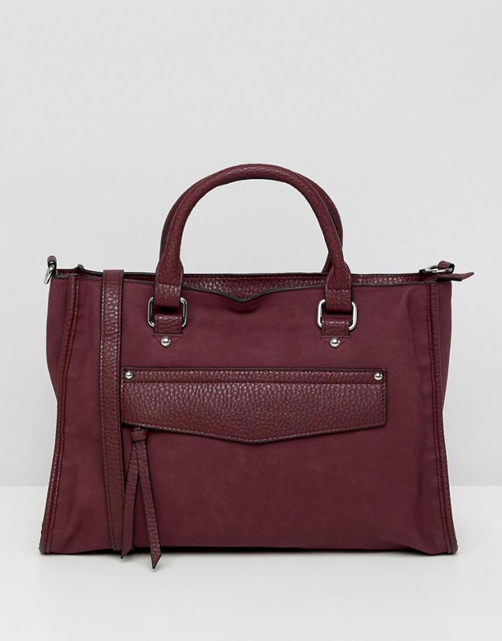 Asos Design Hidden Pocket Soft Tote - Red
