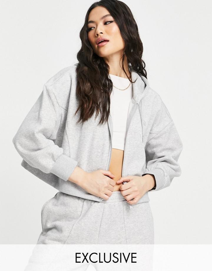 Puma Boxy Cropped Zip Up Hoodie In Gray - Exclusive To Asos