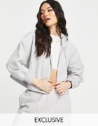 Puma Boxy Cropped Zip Up Hoodie In Gray - Exclusive To Asos