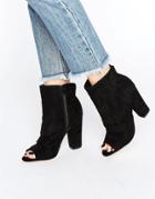 Miss Kg Sybil Peeptoe Scrunch Heeled Ankle Boots - Black