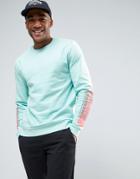 Asos Sweatshirt With Sleeve Print In Blue - Blue