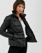 Goosecraft Leather Padded Jacket-black