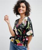 Vero Moda Floral Tie Waist Top - Multi