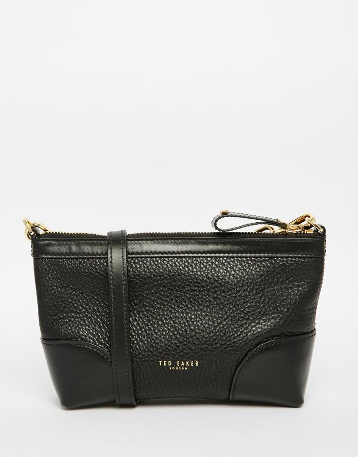 Ted Baker Leather Cross Body With Metail Bow Detail - Black