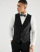 French Connection Slim Fit Peak Satin Lapel Tuxedo Suit Vest-black