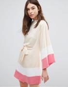 Hedonia Kimono Sleeve Dress With Belt Detail - Pink