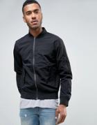 Jack & Jones Core Bomber Jacket With Ma-1 Pocket - Black