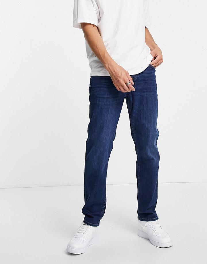 River Island Straight Leg Fera Jeans In Mid Blue-blues
