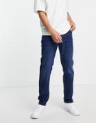 River Island Straight Leg Fera Jeans In Mid Blue-blues