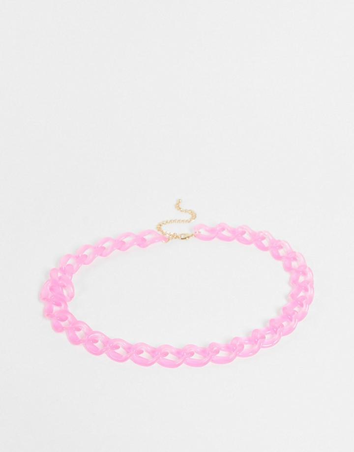 Asos Design Chunky Chain Belt In Glow In The Dark-pink