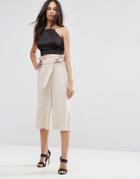 Missguided Paperwaist Tie Belt Cullottes - Pink
