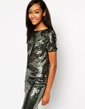 Warehouse Sequin Top - Green