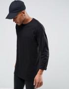 Asos Oversized Long Sleeve T-shirt With Roll Sleeve - Black
