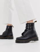 Dr Martens Chunky Buckle Boots In Black Leather - Black